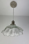 Vintage fluted Holophane Style Clear Cut glass 8 1/4" Shade now a beautiful Pendant Light with Satin Nickle Hardware