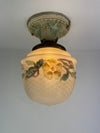 Antique early 1900's Jefferson Glass reverse painted flowers woven pattern glass