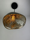 Vintage well worn Mercury Glass Pittsburgh Permaflector Gray ribbed XRay clamshell-shaped with interior reflective surface