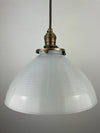 Mid-Century 1950/60's Milk Glass 10" Shades | Pendant Light W/Antique Brass Hardware