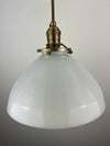 Mid-Century 1950/60's Milk Glass 10" Shades | Pendant Light W/Antique Brass Hardware