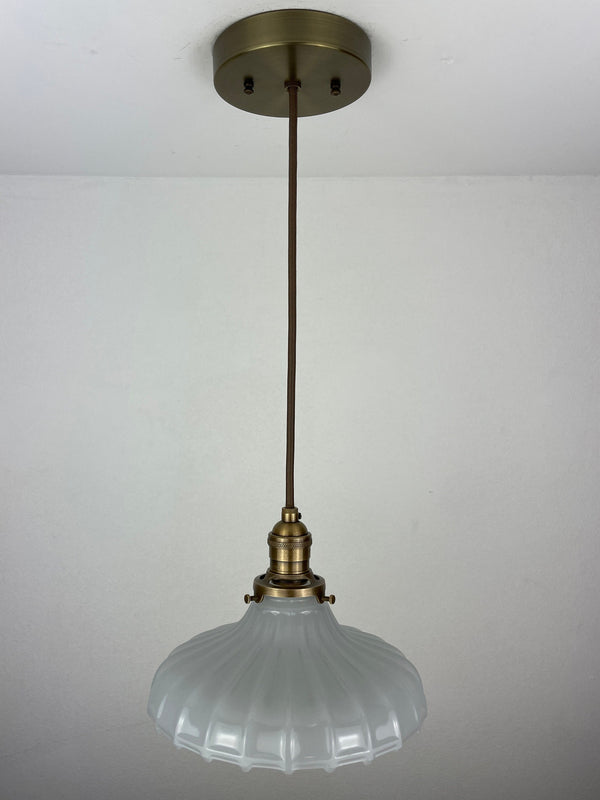 Antique Off White Translucent Milk Glass 8 3/4" Shade now a beautiful Pendant Light