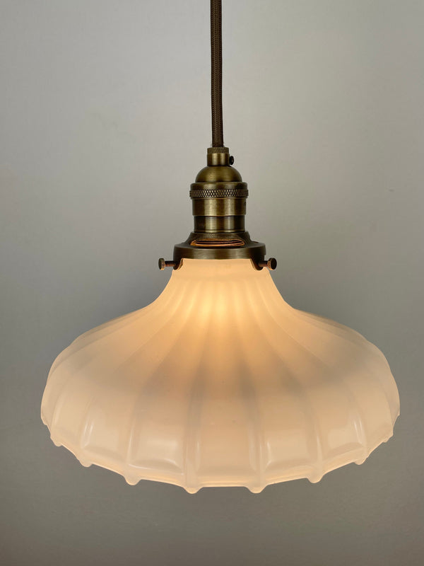 Antique Off White Translucent Milk Glass 8 3/4" Shade now a beautiful Pendant Light
