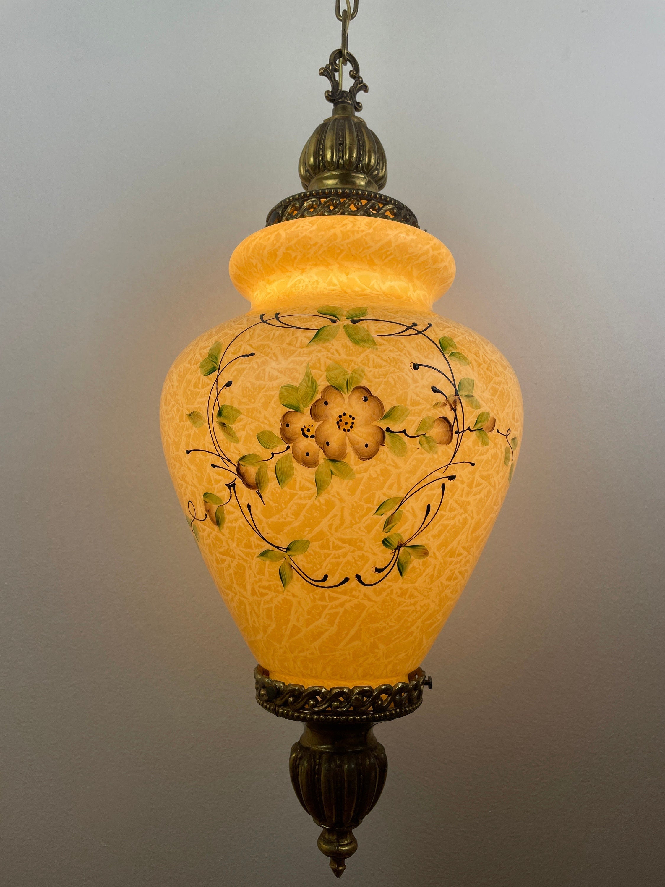 1960's Hollywood Regency Hand Painted Swag Light - Retro Timeless Elegance with a Modern Twist
