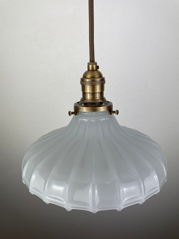 Antique Off White Translucent Milk Glass 8 3/4" Shade now a beautiful Pendant Light